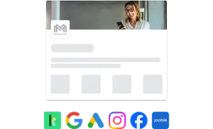 Illustration Stelleninserat Pro - Ausspielung auf den Plattformen karriere.at, Google, Google Ads, Instagram, facebook und Jooble (Metajobbörse)